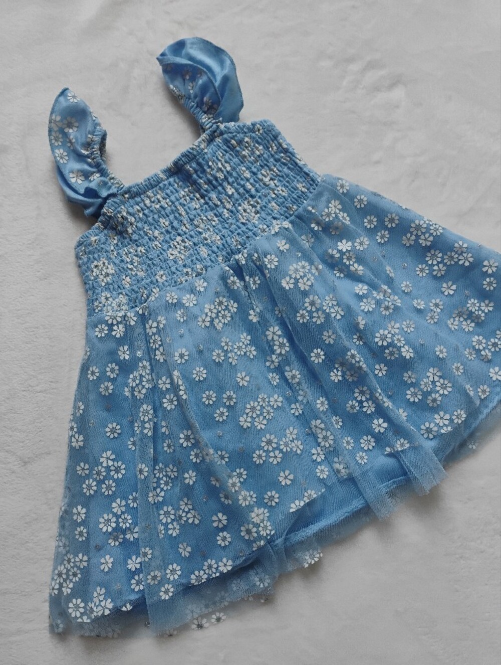 Super Cute Light Blue Floral Daisy Tulle Sparkle Dress | 3T